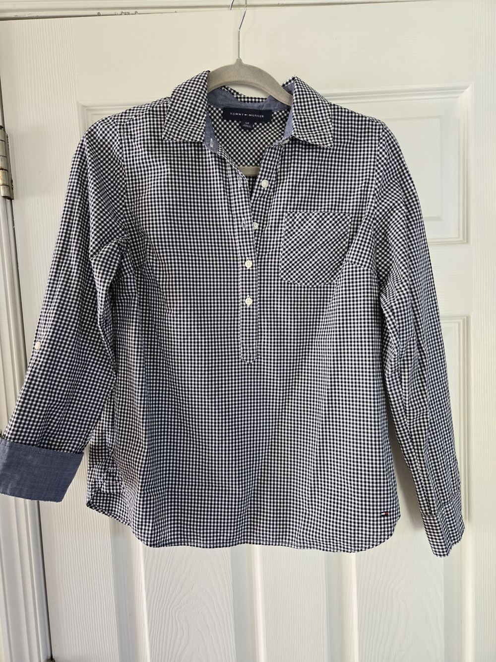 Tommy Hilfiger Navy & White Gingham Button-Down Pullover Shirt